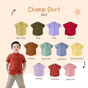 Yobebee Kemeja Linen Tangan Pendek Anak Laki Laki Usia 2 3 4 5 6 8 10 12 Tahun Baju Atasan Kids Polos Model Casual Formal Baju Koko Muslim Chiangi Shirt Couple Kembaran Anak Cowok dan Ayah