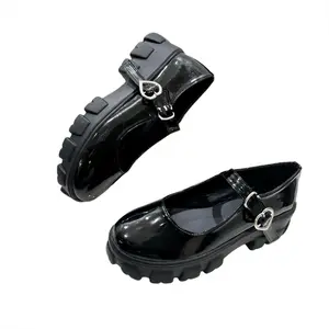 Sepatu Oxford Wanita Ghea Hitam 5cm Hak Datar Terbaru Ootd Kekinian Fashion Korea Flat Shoes Docmart Kasual Black Glosy Gesper Korean style Musim Panas 1989 Bisa Cod