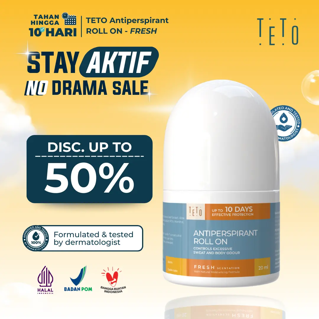 [PROMO XTRA]TETO Antiperspirant Roll On 20ml - Fresh, Mengurangi Keringat dan Bau pada tubuh serta ketiak