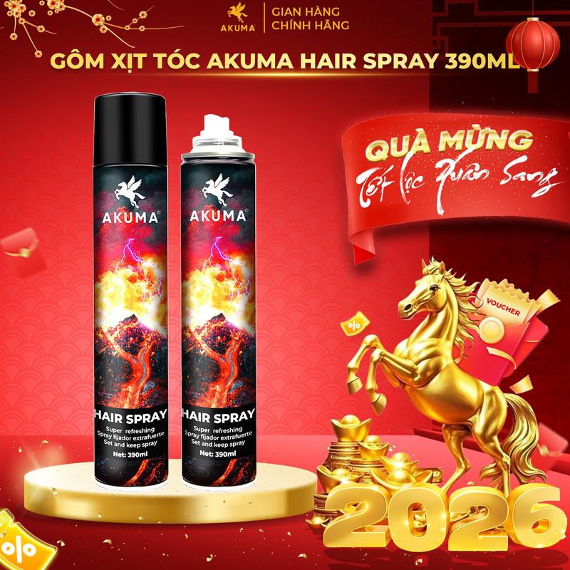 MUA 1 TẶNG 1 Gôm Xịt Giữ Nếp Tóc AKUMA 390ml - Hương Nước Hoa Nam. Dưỡng Tóc Chăm Sóc Tóc