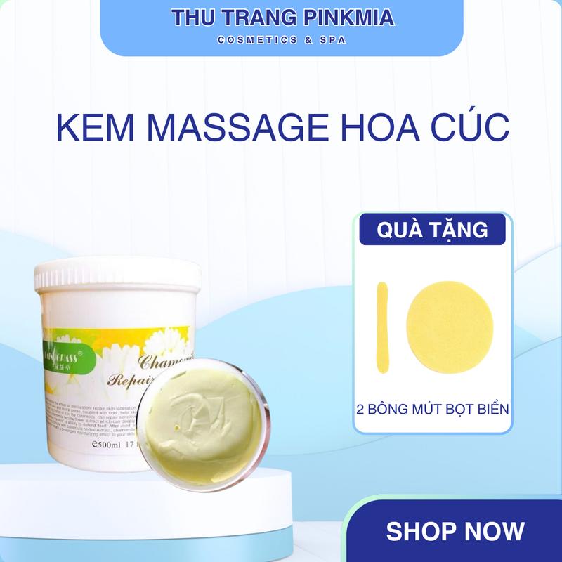   Tặng 2 Miếng Bông Mút Rửa Mặt  KEM Massage Hoa Cúc Kem Ms Mặt Chuyên Dùng Cho Spa Lọ 500ml Skincare Làm Đẹp Da Dưỡng Ẩm Da Chăm Sóc Da 