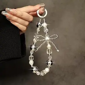Chain Charms Manik Manik Aesthetic Gantungan Stripe Mutiara Gaya Peri Pergelangan Tangan Portable Premium New Rantai Ponsel