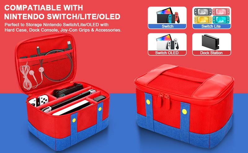 Product Introduction of Cute Switch Carry Case for Nintendo Switch/Lite/OLED, Mario Red 8