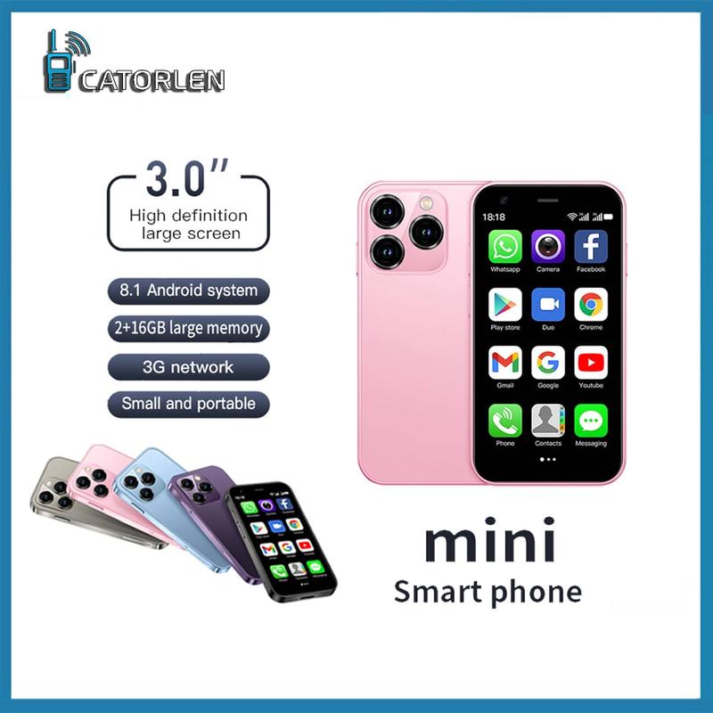  Điện thoại thông minh mini XS15 3G Màn hình 3 inch Hệ điều hành Android 8.1 RAM 2GB Bộ nhớ lưu trữ 16GB SIM kép Chờ 5 megapixel Camera có sẵn trong nhiều màu sắc. 