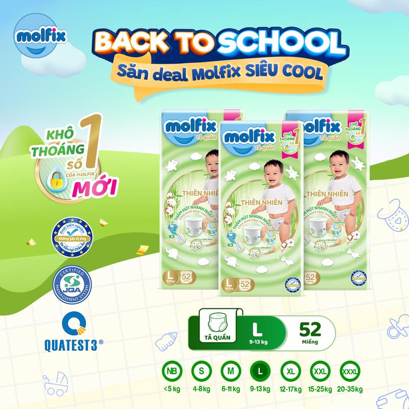 [Tặng thỏ] Combo 3 Tã/bỉm quần Molfix Thiên nhiên Super Jumbo Cho Bé Molfix Việt Nam [Bao bì thay đổi theo từng đợt nhập hàng]