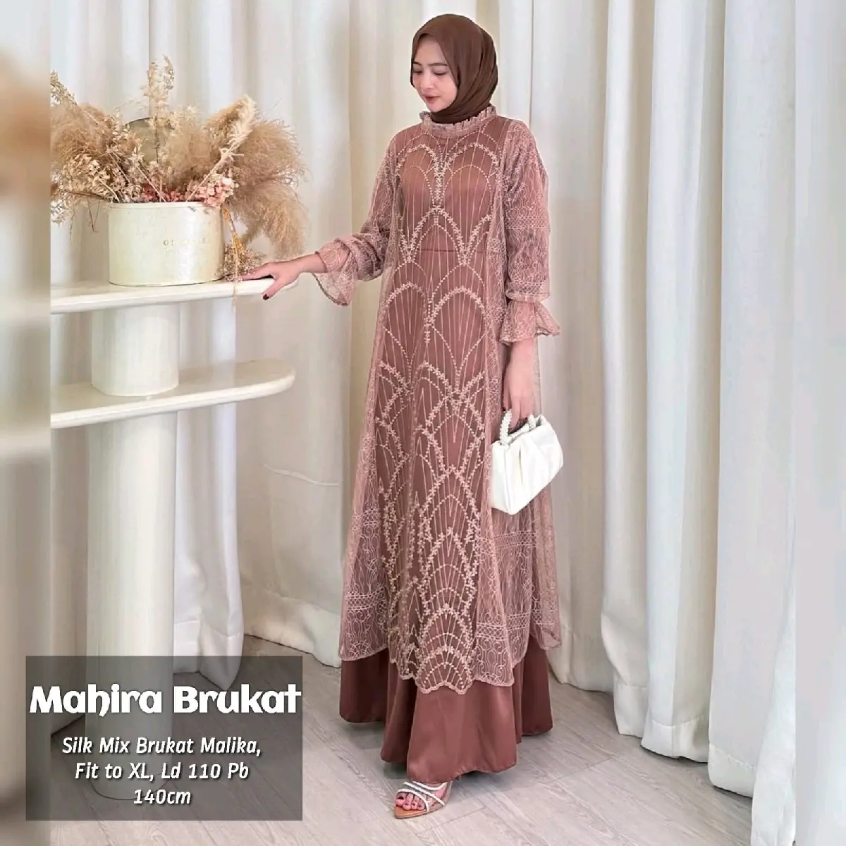 Dress Brukat Mahira Label Jasmine Kekinian Best Seller - Wanita, Gamis, Remaja, Maxi, Formal, Casual, Muslim, Motif, Pesta, Cantik