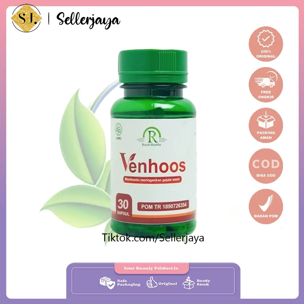 Venhoos Asli 100% Original - Obat Herbal Atasi Wasir (Ambeien) Isi 30 Kapsul