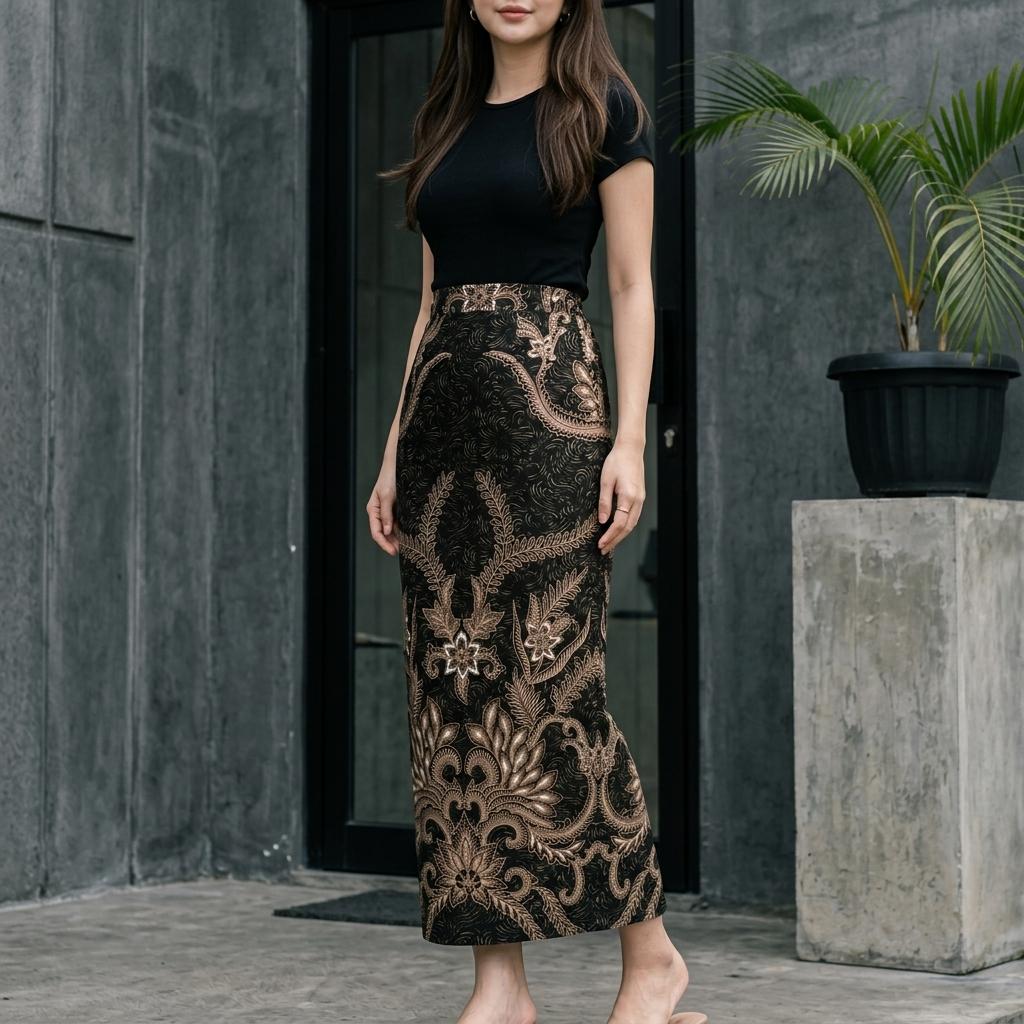 BATIK ROK SPAN Panjang Elegant Feminim Jawaable