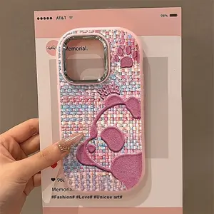 Casing Ponsel untuk iPhone 11 Pro Max 13 16 15 Pro XS XR 14 Plus 12 Pro Max 7+ 8+ XS Max Casing HP Silikon Lembut Warna Panda Merah Muda Mengkilap