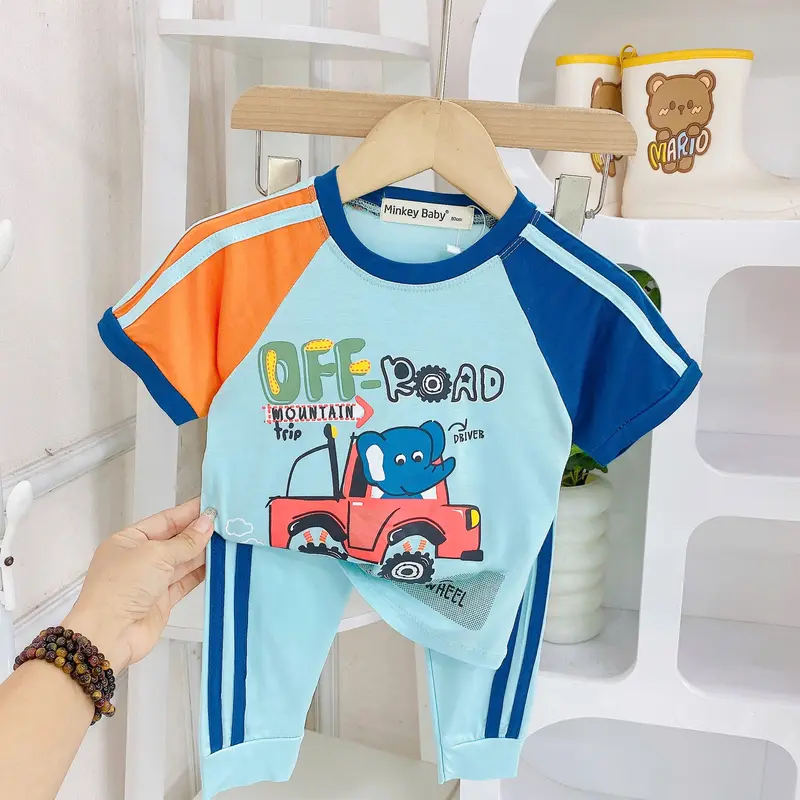 Đồ bộ tay ngắn quần dài thun lạnh cho bé trai bé gái (7-25kg), vải mềm mát thoáng khí, in hình dễ thương cho bé. 8