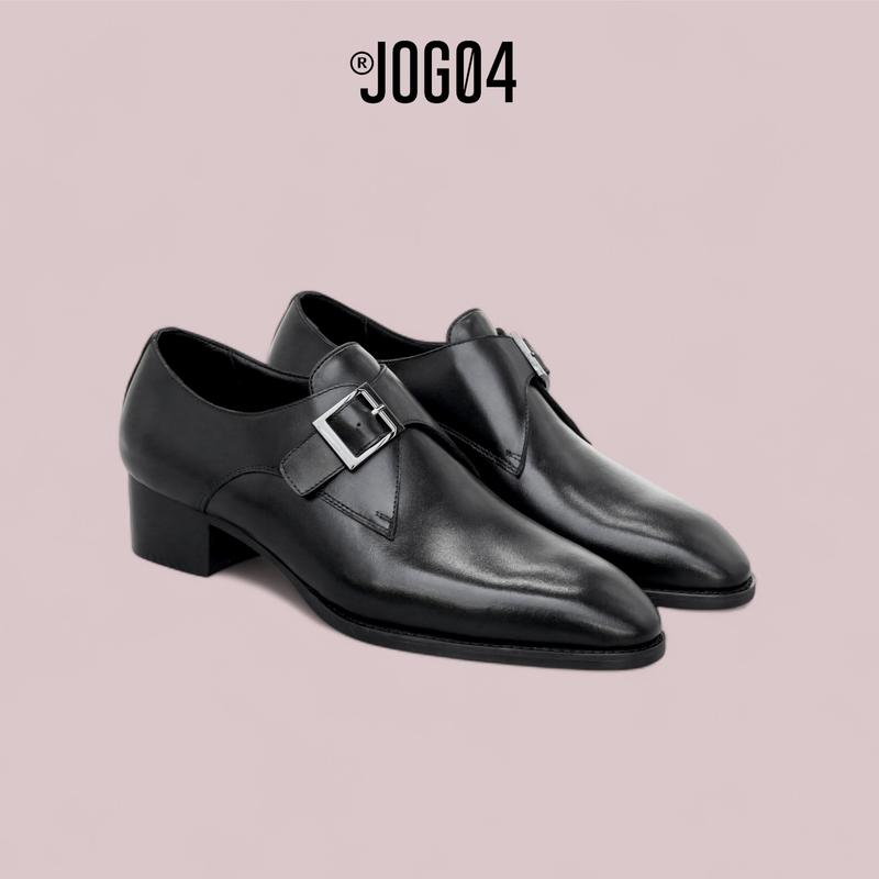 Giày Monkstrap high heel JOG04 - thiết kế hiện đại , da bò mộc , đế phíp gỗ cao 4,5cm ( HH3 )