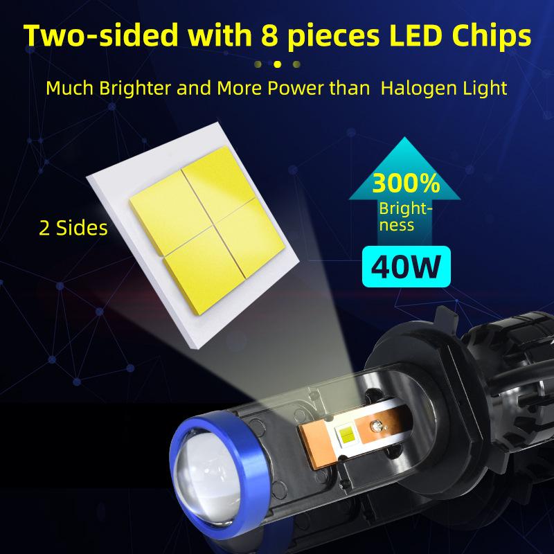 Product Introduction of H7 H4 Mini Projector Lens 35000LM 140W LED Lens Light Bulbs High Low Beam Fog Light 6000K White Car Head Lamp Headlight Bulbs 5