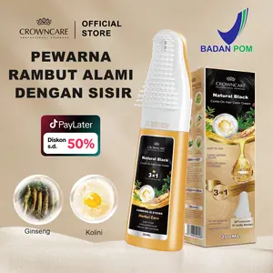 CrownCare Hair Coloring Shampoo Uban 200ml | Menutrisi, Membantu Menghitamkan Uban dan Rambut | Dengan Botol Pompa Ganda Dan Sisir