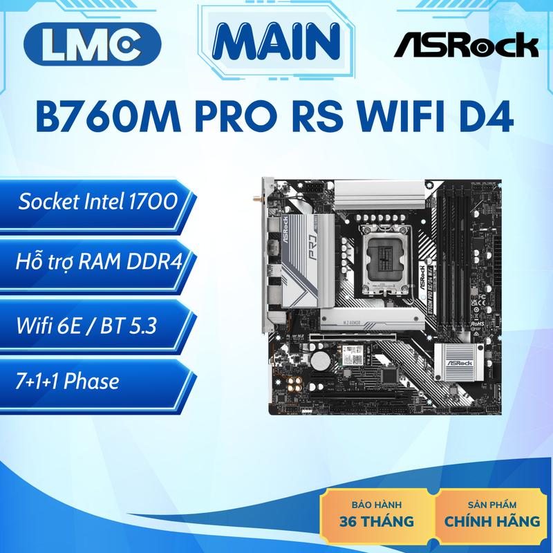 Mainboard ASROCK B760M PRO RS Wifi D4 / B760M PRO RS D4 / B760M PRO RS D5 - Hỗ trợ CPU Intel 12-13-14th - Trắng tinh khôi, bảo hành