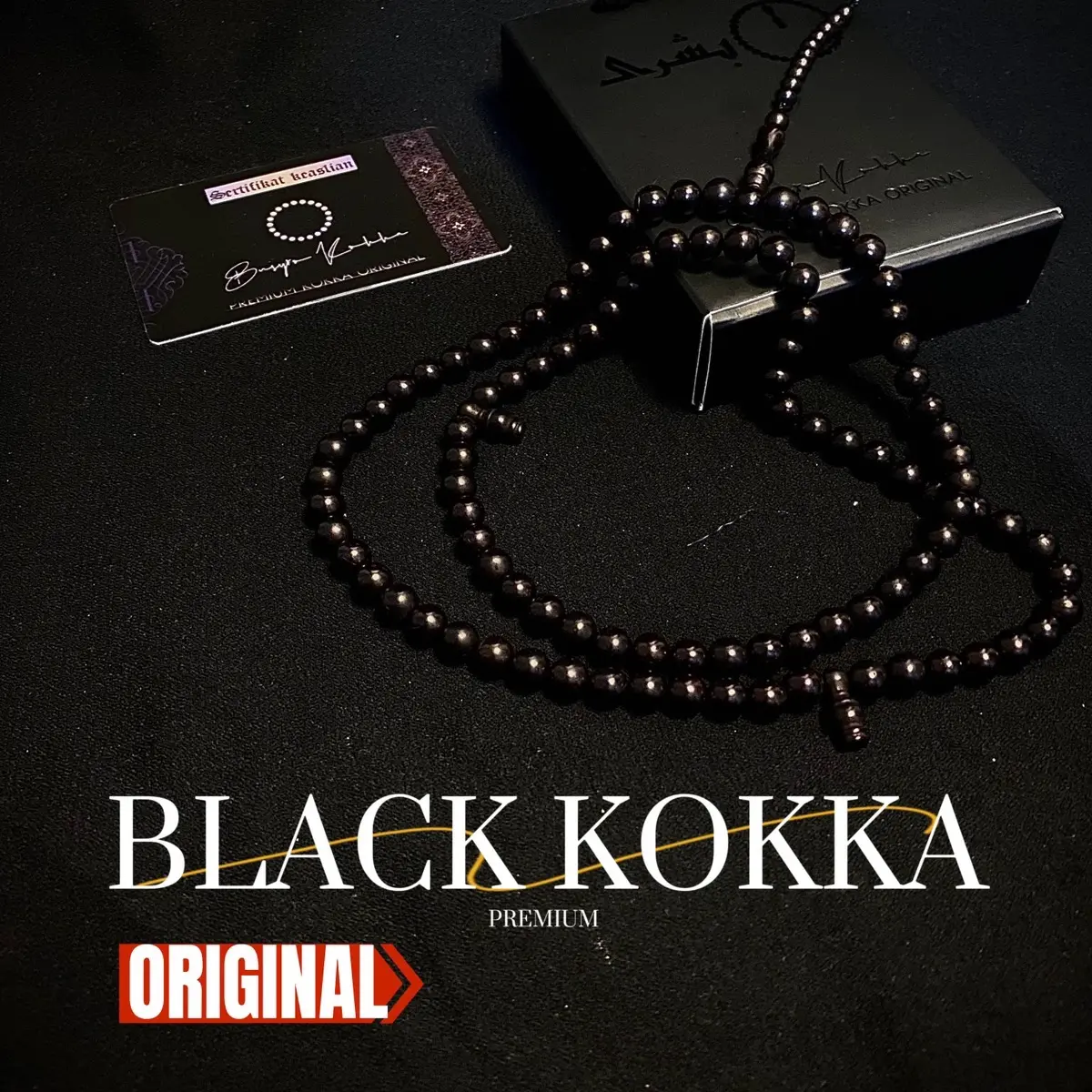 PREMIUM BLACK KOKKA Tasbih Kokka Bulat 7mm Asli 100%