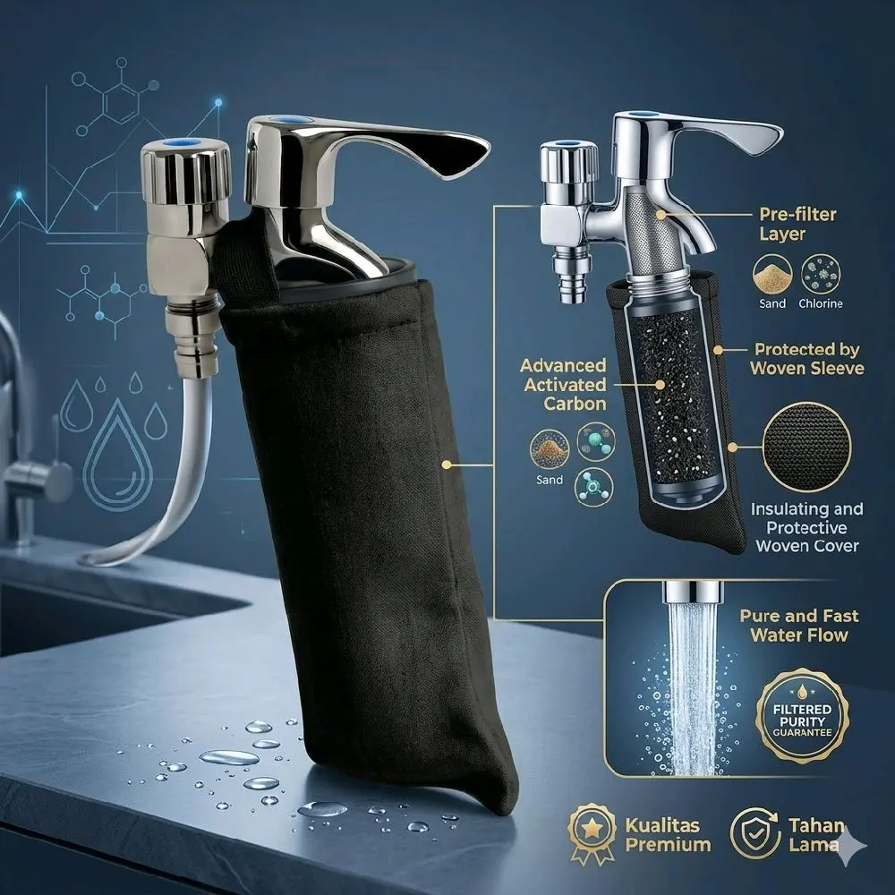 Perajin Langsung Beli 2 Gratis 1 Kapas Air Water SaringanKRAN Kain Tebal Selobong Penahan Simple Mudah Dicuci Awet Tahan Lama Cocok Semua Keran Bag Filter Penjernih Material Polyster Non Woven Gramasi 320 Reting 6 5 Micron