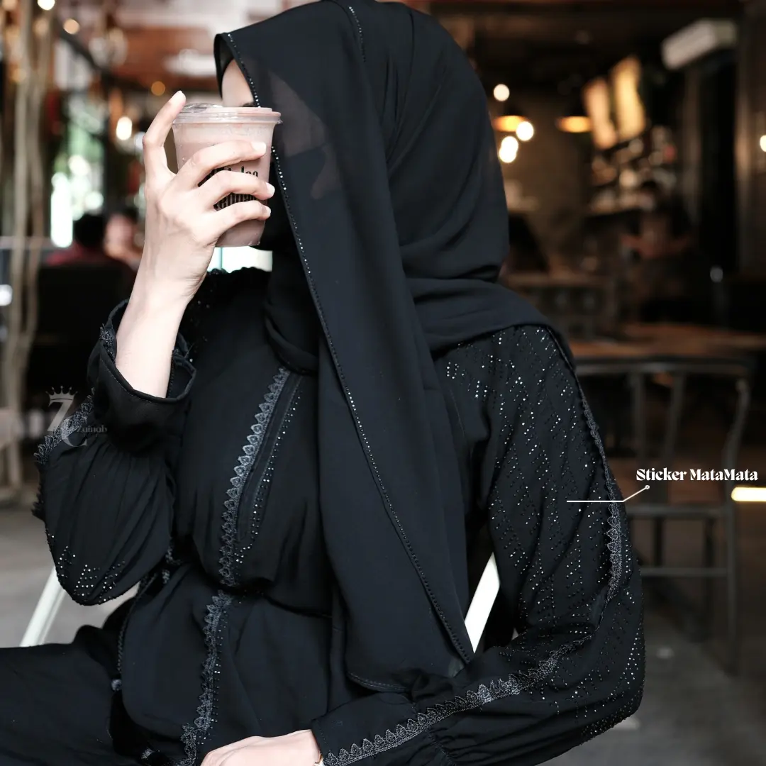 Abaya Alisya Terbaru Busui Mata Mewah Gamis Hitam By ZainabCollection Muslim Wanita Pesta Dewasa Dress Syari Arab Kombinasi Tangan