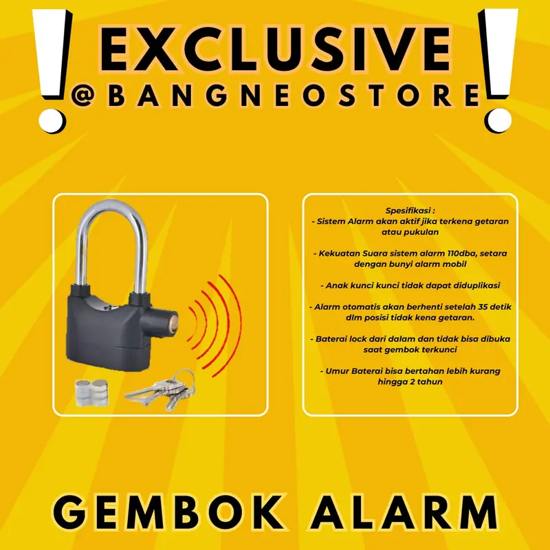 [ EXCLUSIVE ] BANG NEO STORE X MAGNET ACC GEMBOK ALARM | GEMBOK ALARM BUNYI 4
