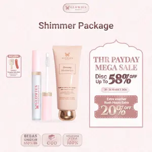 Glowies Beauty Shimmer Package get Dreamy Moisturizer Glowies 80 ml & Serum Alis dan Bulu Mata 4 ml Free Gifts Cermin & Pengukur Bulu Mata Water Based Serum Watery Gel 7% Azeclair Hyaluronic Acid 5x Ceramide membantu melembabkan Muka