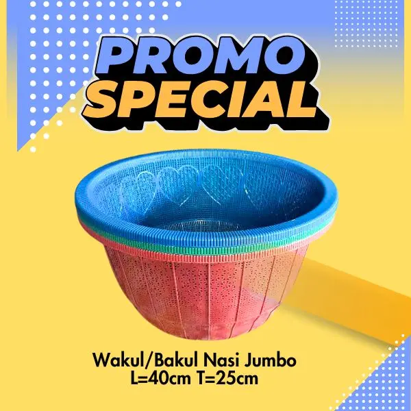 Paket Hemat 3 PCS Wakul/Bakul Nasi Jumbo - Plastik Lebar 40cm Tinggi 25cm