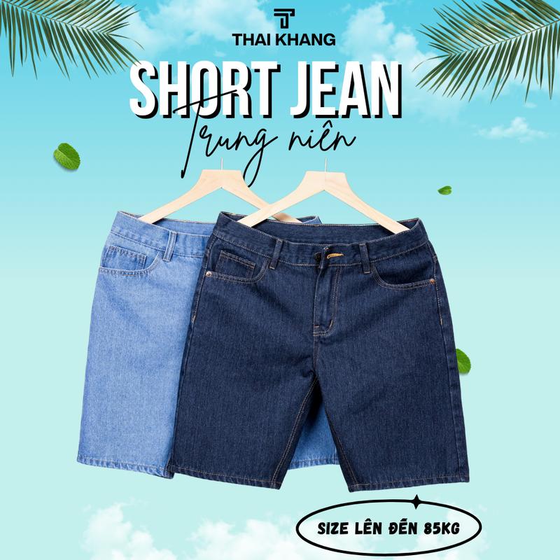 Quần short jean nam Thái Khang loại quần short nam trung niên chất dày dặn mềm mát QUAN05 Menswear Pants Có Túi