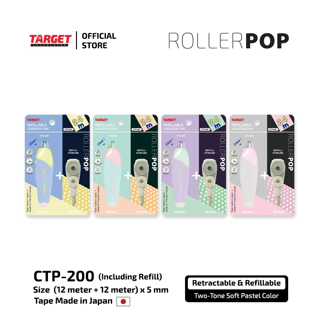 CTP - 200 ROLLER POP Two Tone Soft Pastel color + Refill 12 mtr