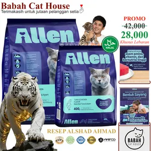 ALLEN CAT FOOD HALAL 400g makanan kucing alshad ahmad rasa tuna chicken untuk adult premium promo
