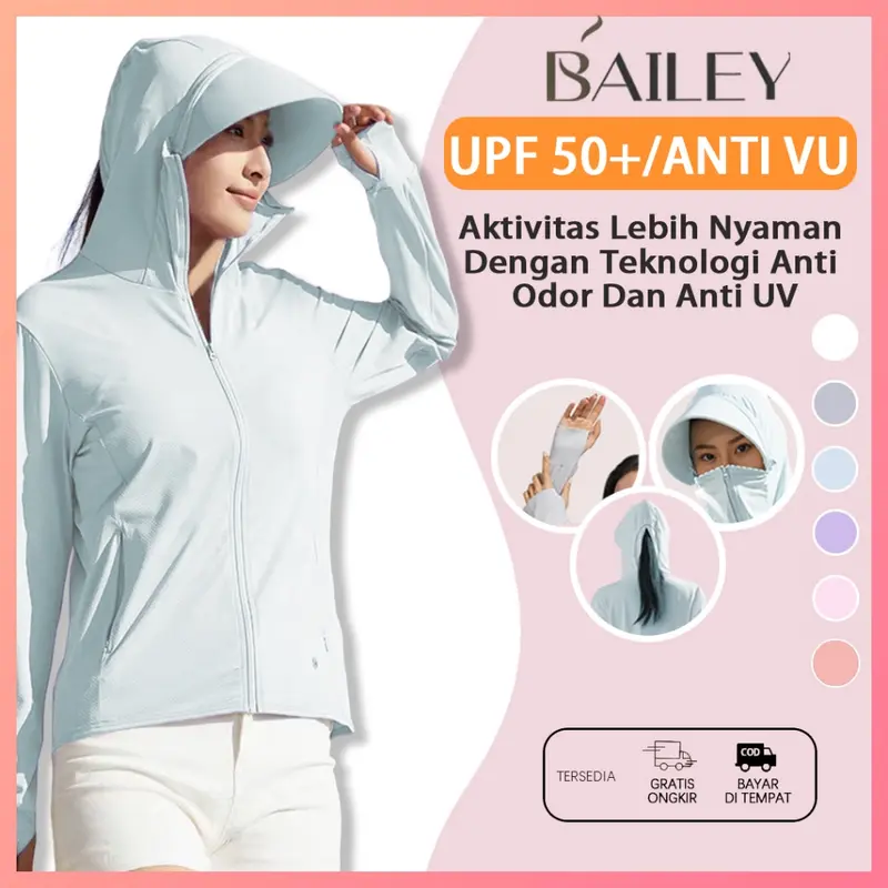 Bailey Jaket Hoodie Wanita Pelindung Sinar UV Premium Breathable Comfortable UPF50+ Olahraga Wanita Jaket 0