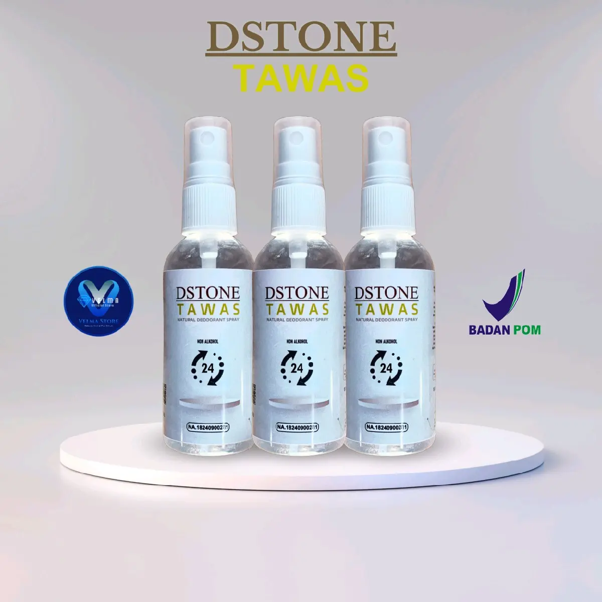 dstone tawas  Deodorant anti Bau Ketiak & Tubuh paket isi 3pcs Memutihkan Organic 24 Months