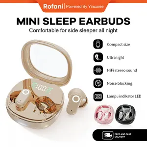 Rofani Nirkabel Tampilan LED Binaural Tahan Air Earphone Pengurang Kebisingan HIFI  Tidur Headset Bluetooth Gaming Daya Tahan Baterai Super Panjang Peredam Kebisingan Aktif yang Keren  Musik Permainan Olahraga Headphone