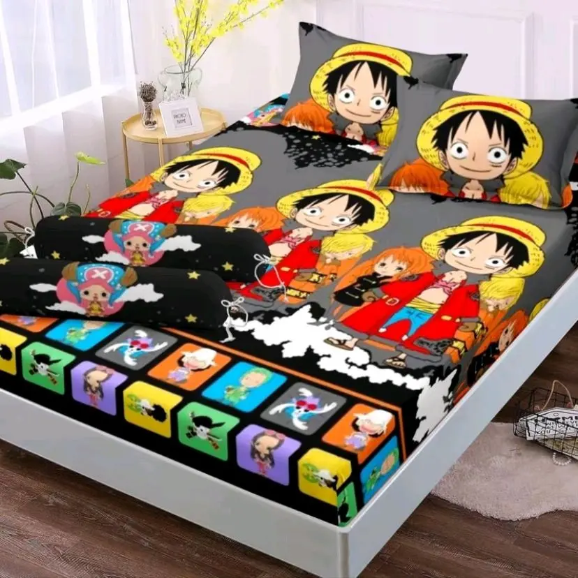 Sprei Saja Tanpa Sarung Bantal dan Guling Seprai Bed Tinggi 20cm Bahan Kain Katun Disperse Halus dengan Karet Kerut di Setiap Sisi Ukuran 90x200 100x20 120x200 140x200 160x200 180x200 200x200