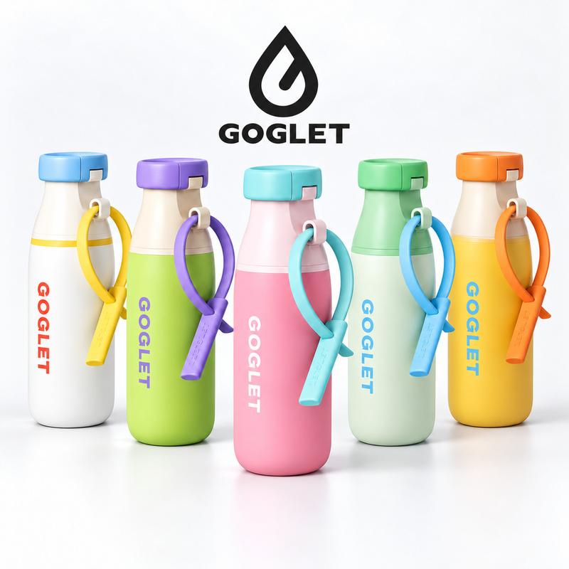 Bình Giữ Nhiệt GOGLET 520ml Inox 304, Có Ống Hút Và Quai Đeo, Nắp Khóa Chống Rò Rỉ, 5 Màu Dễ Thương