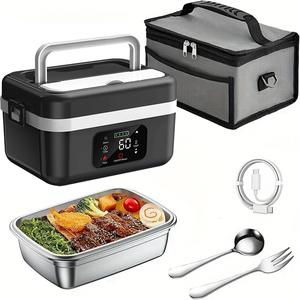 充電式ポータブル自動加熱食糧ウォーマー、断熱ランチボックス（オフィス・旅行・車・ピクニック・アウトドア用）