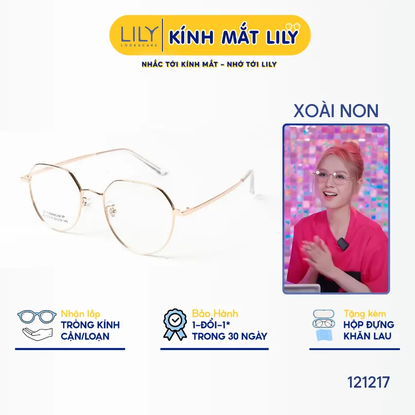 Gọng kính đa giác thời trang nam nữ LILYEYEWEAR chất liệu B-Titanium thanh mảnh nhẹ nhàng 121217