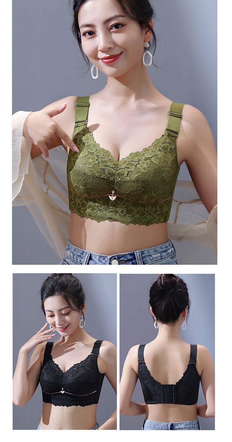 Product Introduction of Adjusted 34-50BCDEF Large Size Non Steel Ring Corrected Bra Full Cup Women's Thin Fat mm Collar Lace Tank Top Large Chest Display Small Non Steel Ring Bra Adjusted Bra 4