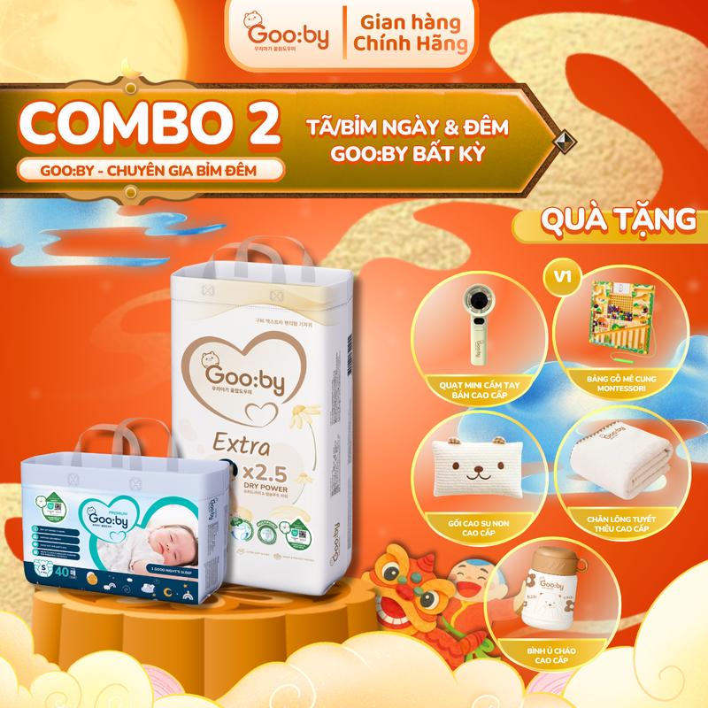 [Combo 2] Tã/bỉm Gooby Ngày/Đêm mềm mại, an toàn, siêu thấm hút size NB/S/M/L/XL/XXL/XXXL cho bé từ 4kg - 35kg