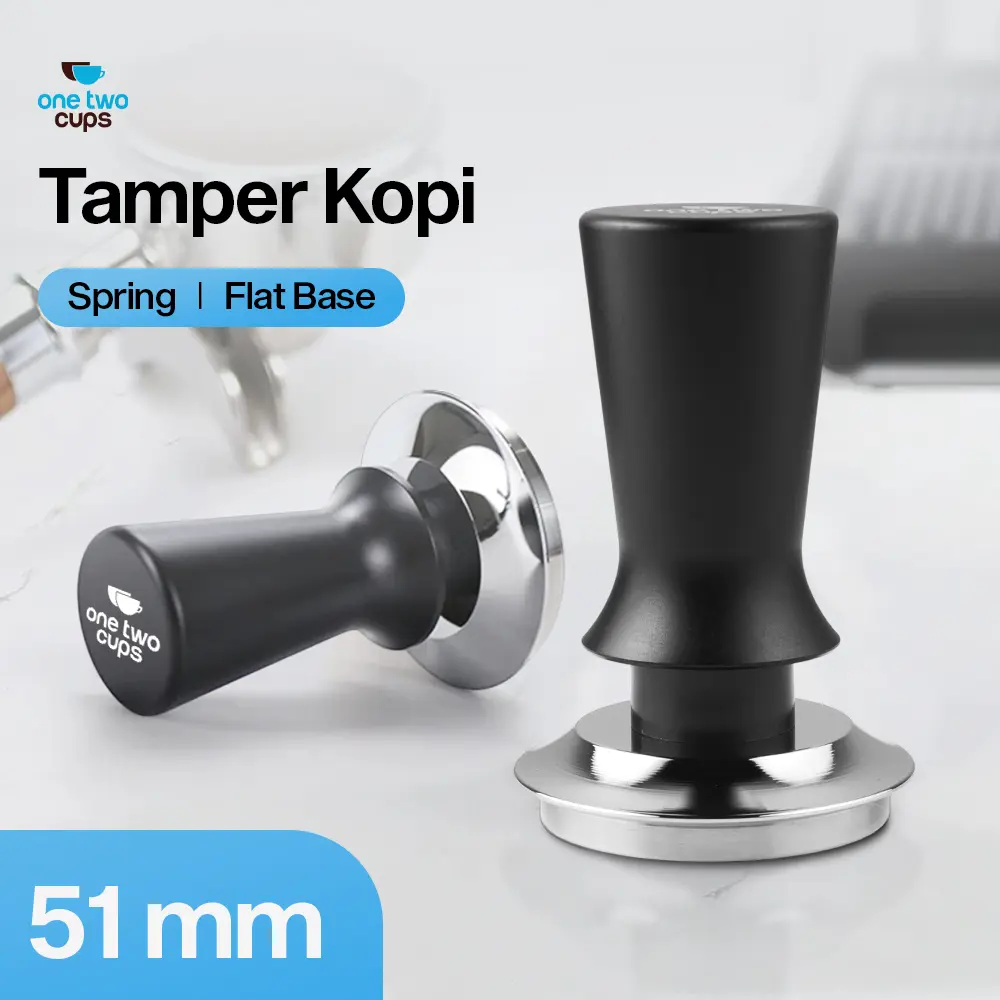 Cahaya Mall - Tamper Kopi Espresso Spring | Flat Base Stainless | Alat Press Bubuk Kopi