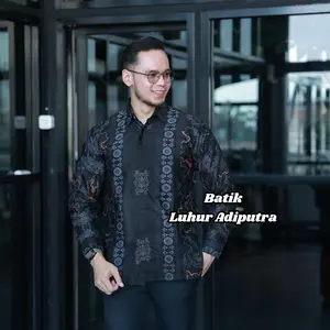Etnik Abu Kemeja Batik Pria Lengan Panjang dan Pendek Katun Prima Premium Anak Muda S M L XL XXL 4L 5L Luhur Adiputra