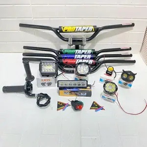 Paket lengkap stang crf D-Tracker Hitam+dudukan/adaftor stang+gas spontan daytona polos+lampu LED bonus saklar