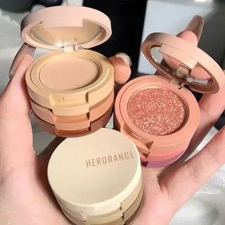 HERORANGE Eyeshadow Compact 3in1 Eyeshadow 3 Warna Glitter Matte Eyeshadow Nude Earth Colour Pigmented Korean Eyeshadow 7