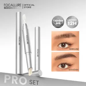 FOCALLURE Setting Eyebrow Wax Browcara 2-in-1 Built-in Brush Tahan Lama Alis Natural Waterproof Smudgeproof Eyebrow Gel