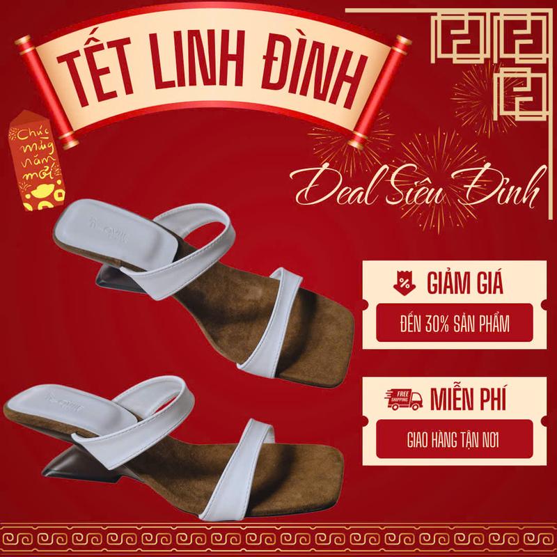  LOVIIECORNER - DÉP CAO GÓT NỮ THỜI TRANG MŨI VUÔNG 2 QUAI NGANG  - GUỐC NỮ THỜI TRANG GÓT KHOÉT HIỆN ĐẠI CAO 5 PHÂN - D250730 