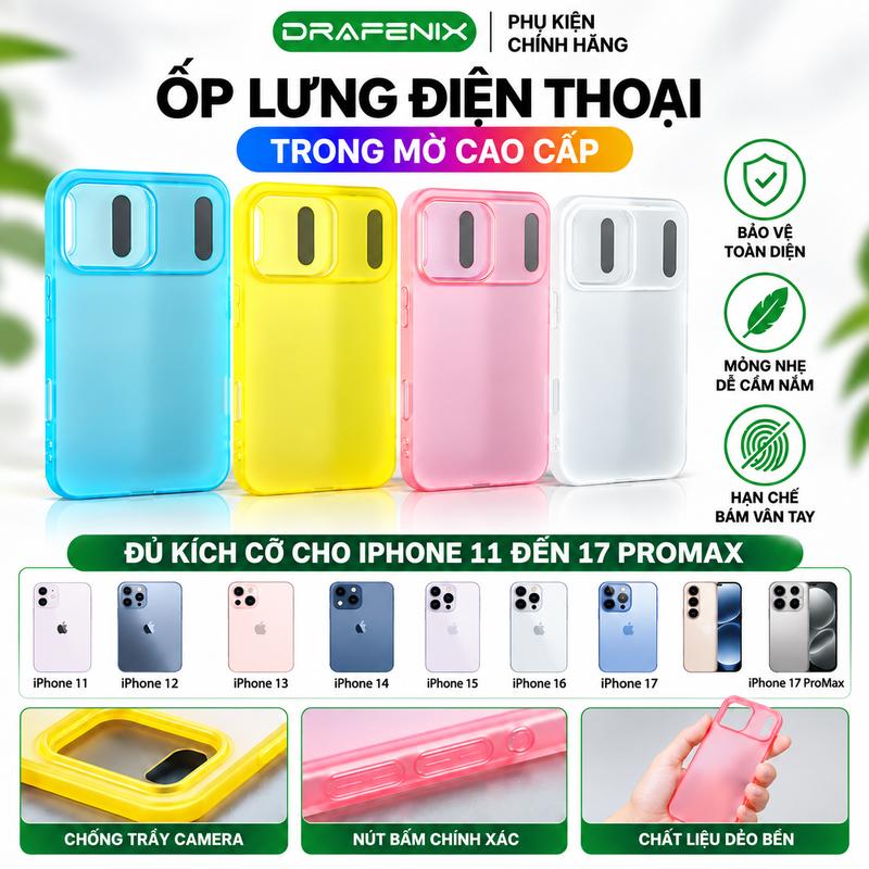 Ốp Lưng Điện Thoại DRAFENIX Silicone Dẻo Chống Bám Bẩn, Mềm Êm, Ôm Sát Điện Thoại,có Khuyên Đeo Dây