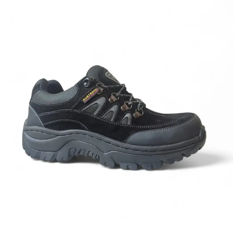 sepatu safety pria ujung besi double suede cream tan brown boots karet sepatu Kerja Shoes Hitam Black 6