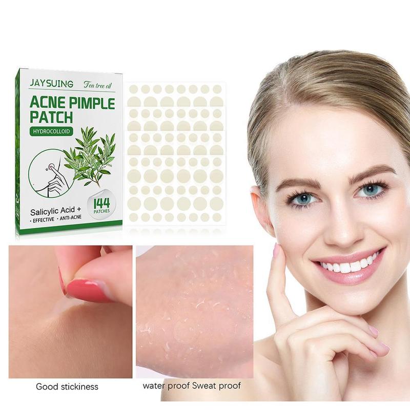 Miếng Dán Mụn Trứng Cá Dầu Cây Trà, Chất Liệu Hydrocolloid, Không Thấm Nước, Nhãn Dán Làm Đẹp, 144 miếng mỗi hộp 1