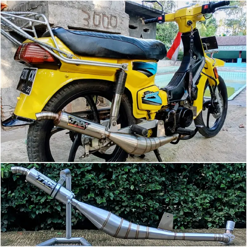 Knalpot Suzuki Bravo Rc100 Kolong Samping Stainless Suara Garing Mirip Ninja Original TNX Racing 0