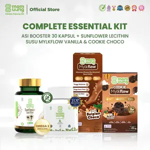 COMPLETE ESSENTIAL KIT - Mom Uung Special Bundling Asi Booster 30 Kapsul + Sunflower Lecithin 30 Kapsul + Susu & Cookie Mylkflow - Pelancar ASI Ibu Hamil/Bumil & Busui - Halal BPOM