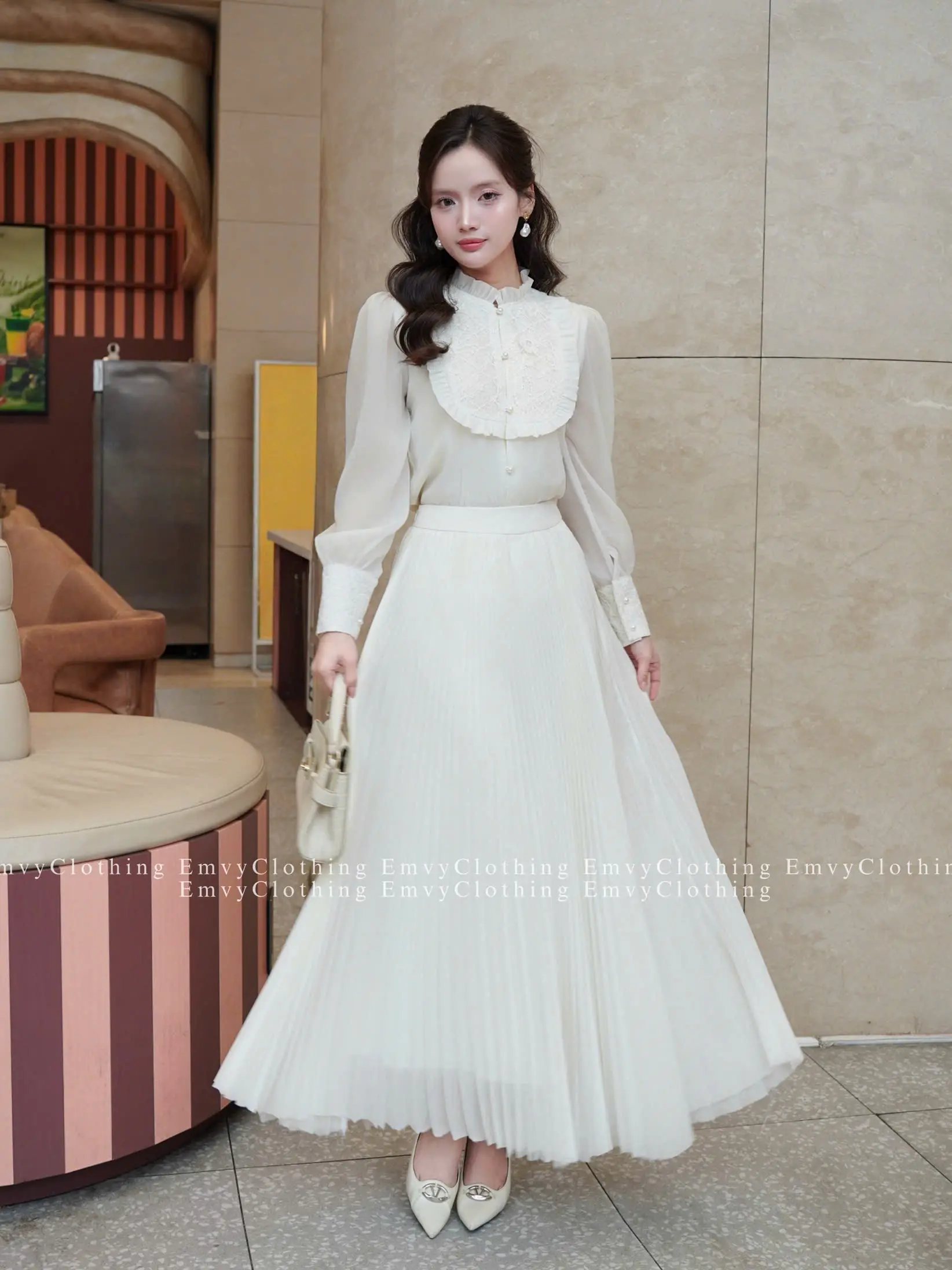 EV128-Emvy Clothing Set váy thiết kế chất tơ óng phối ren và chân váy xếp li xẻ quạt bồng bềnh với tay áo phồng tiểu thư sang trọng | BigBuy360 - bigbuy360.vn EV128-Emvy Clothing Set váy thiết kế chất tơ óng phối ren và chân váy xếp li xẻ quạt bồng bềnh với tay áo phồng tiểu thư sang trọng | BigBuy360 - bigbuy360.vn