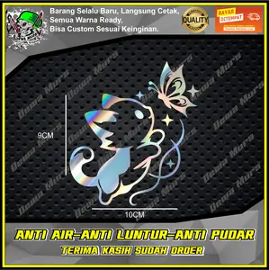 Cutting Sticker KUCING DAN KUPU KUPU Cocok Buat Motor , Mobil Dan Lain-Lain
