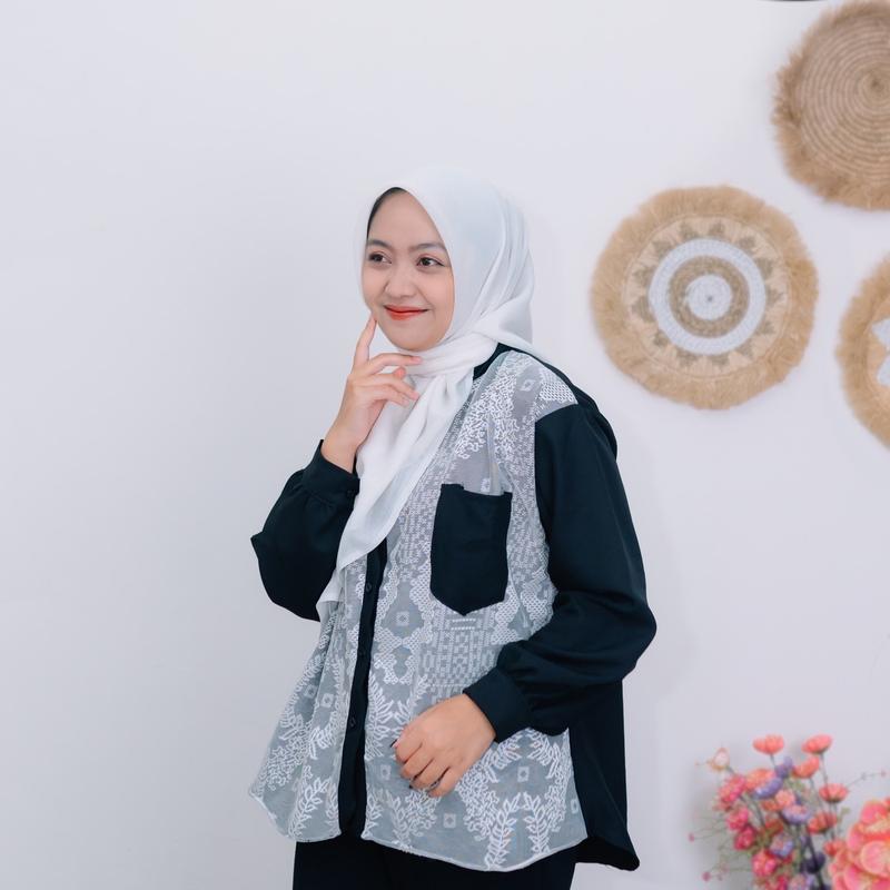 Product Introduction of Malrene - Atasan Wanita Terbaru Kemeja Burkat Blus Kekinian Baju Panjang Cewek Casual 10